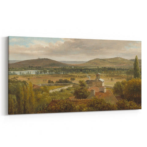 Romantic Art Prints: Panoramic Landscape Near River Moselle by Rousseau