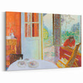 Modern Wall Art: Vibrant Country Dining Room with Scenic Outdoor View