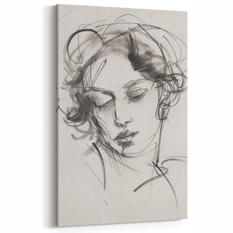 Abstract Human Figures - Expressive Charcoal Sketch Canvas