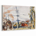 Modern Wall Art: Abstract Railroad Scene with Rustic Urban Charm