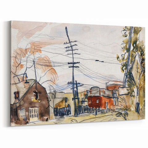 Modern Wall Art: Abstract Railroad Scene with Rustic Urban Charm