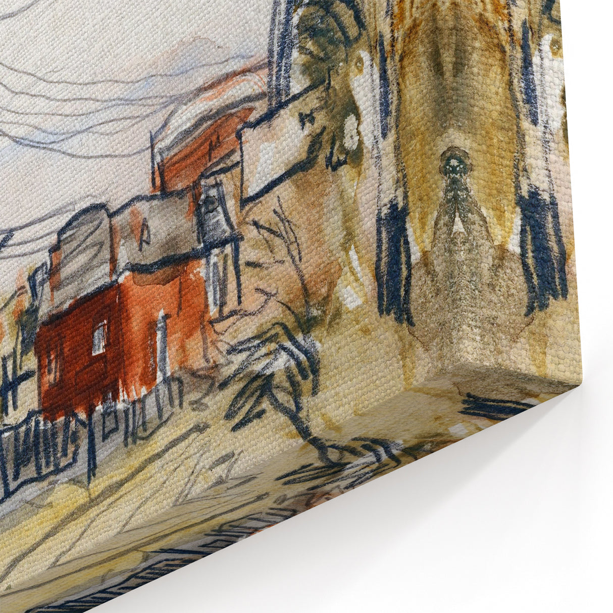 Modern Wall Art: Abstract Railroad Scene with Rustic Urban Charm