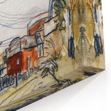 Modern Wall Art: Abstract Railroad Scene with Rustic Urban Charm
