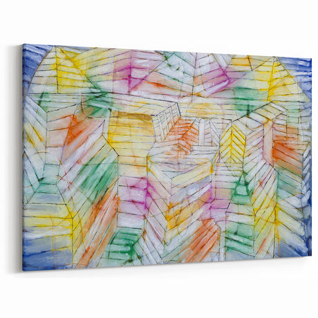 Modern Wall Art: Abstract Geometric Mountain Design with Pastel Tones