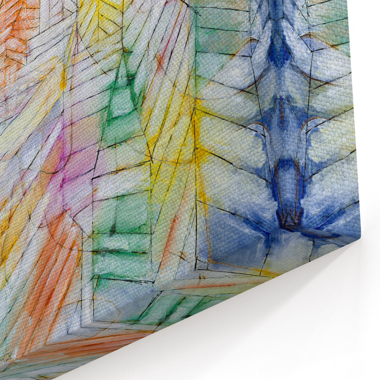 Modern Wall Art: Abstract Geometric Mountain Design with Pastel Tones