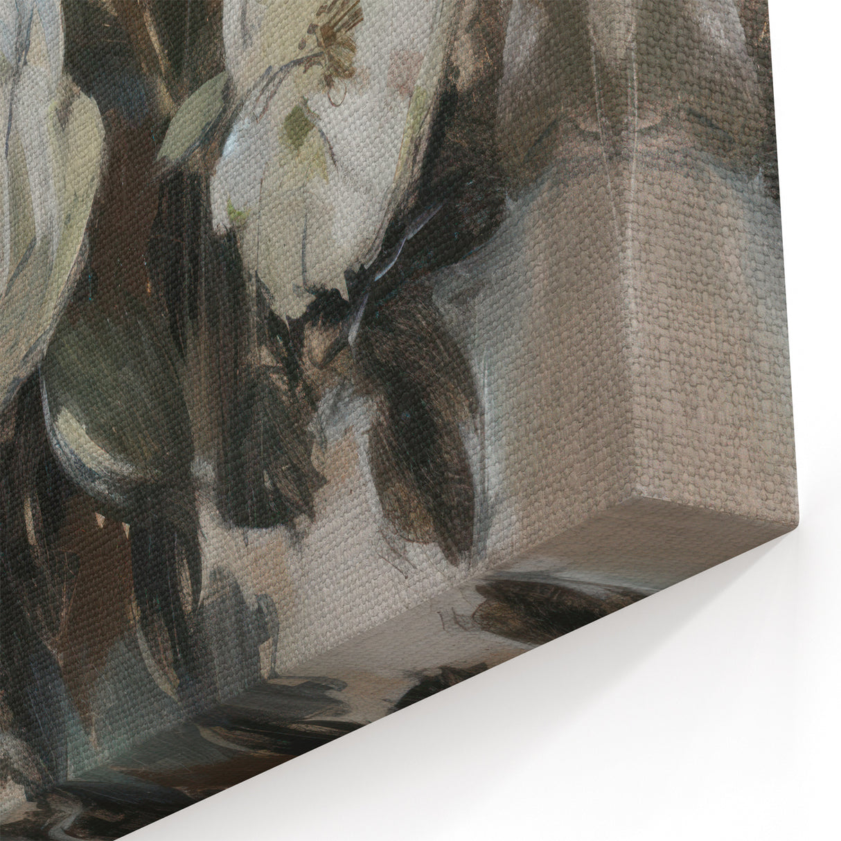 Floral Abstract Canvas Art – Elegant White Rose Bouquet