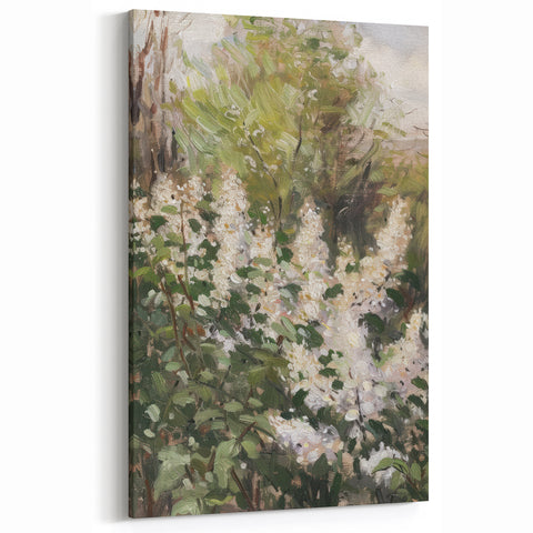 Abstract Botanical Canvas Art – Serene Green and White Floral Design