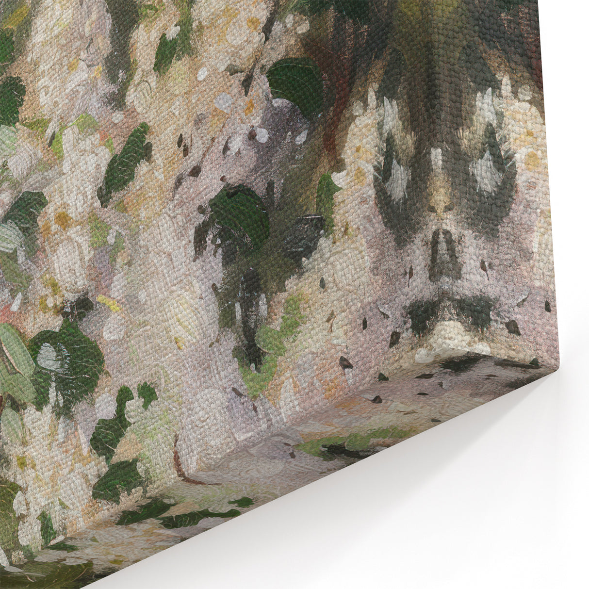 Abstract Botanical Canvas Art – Serene Green and White Floral Design