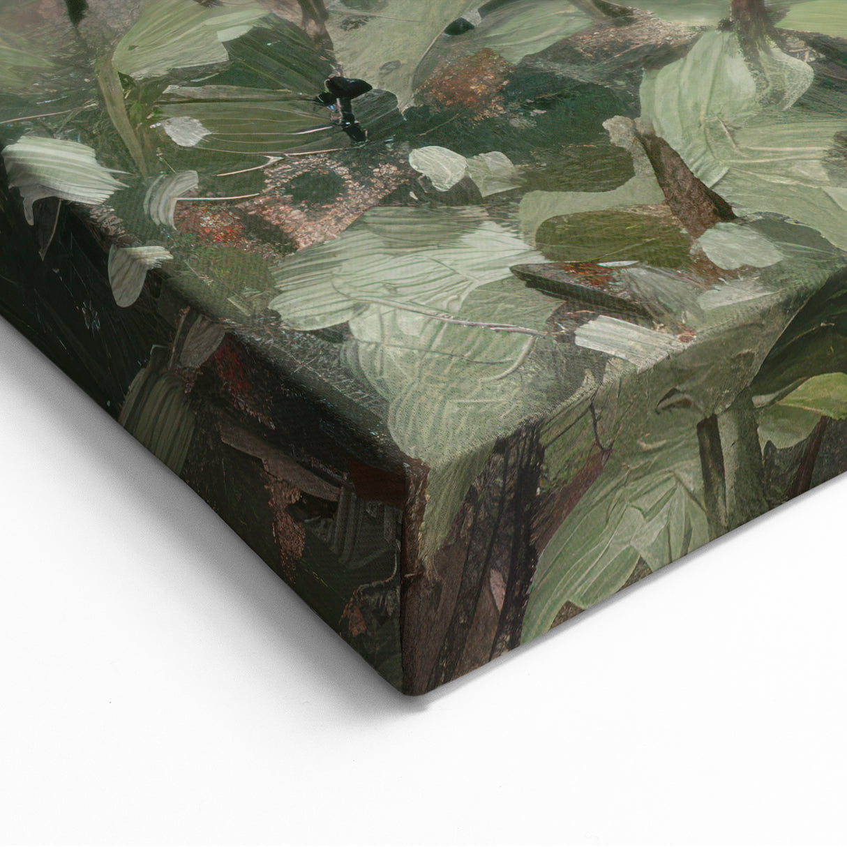 Abstract Botanical Canvas Art – Serene Green and White Floral Design