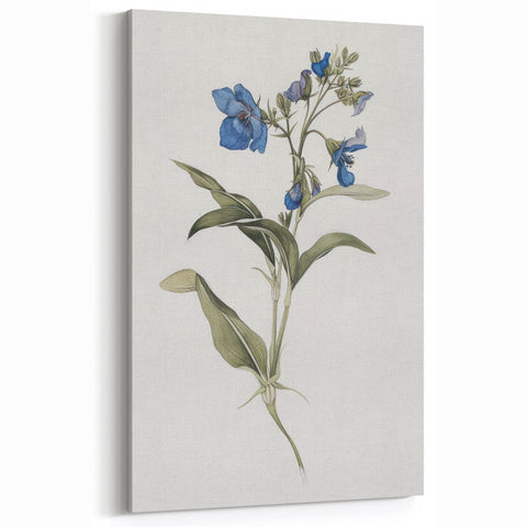 Botanical Art Print – Elegant Blue Floral Abstract Canvas