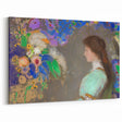Modern Wall Art: Portrait with Vibrant Floral Surroundings in Soft Hues