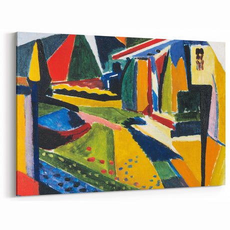 Modern Wall Art: Bold Abstract Landscape with Vibrant Geometric Design