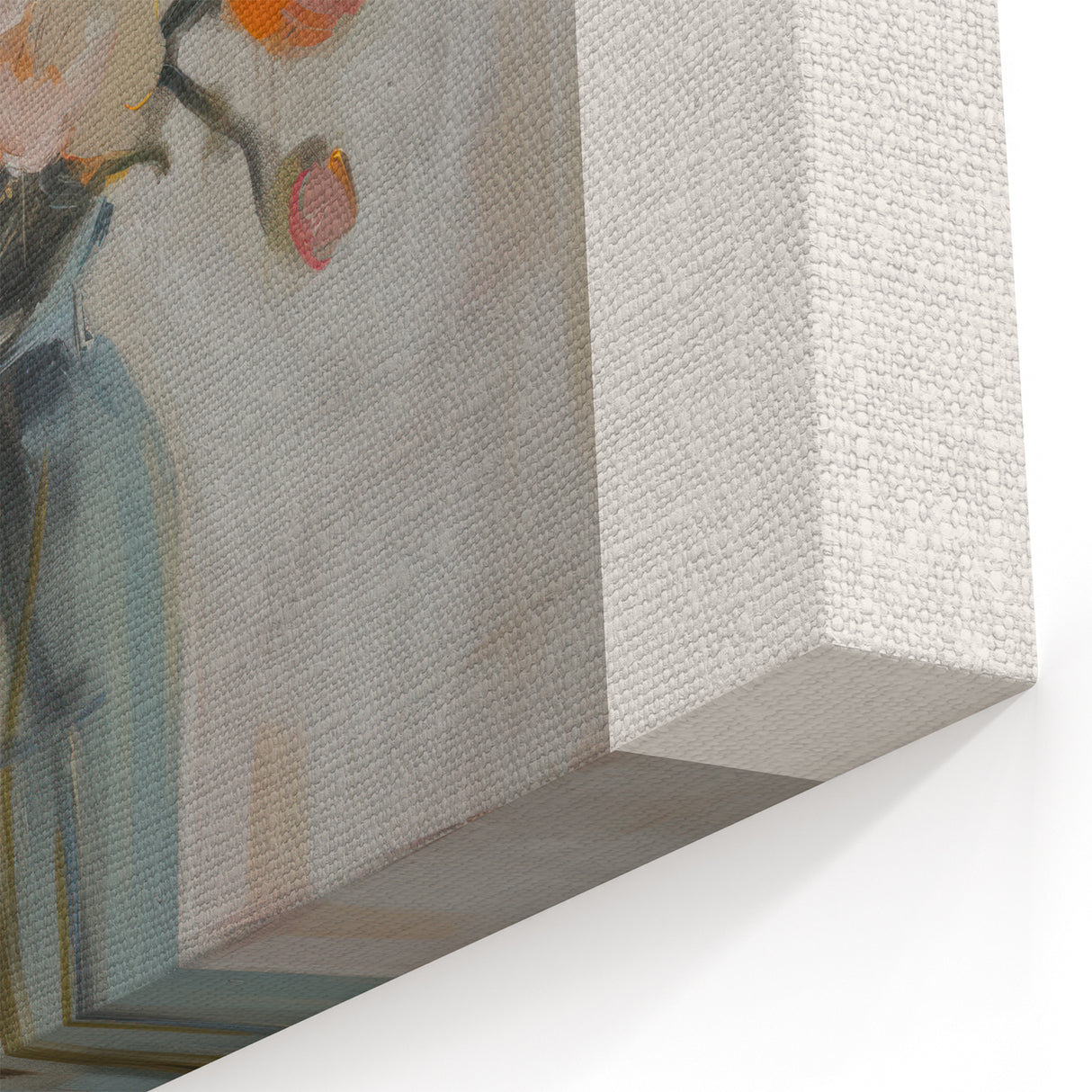 Modern Floral Abstract Canvas – Elegant Vase with Orange Blooms
