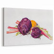 Modern Wall Art: Still Life with Red Cabbages, Rhubarb, and Orange