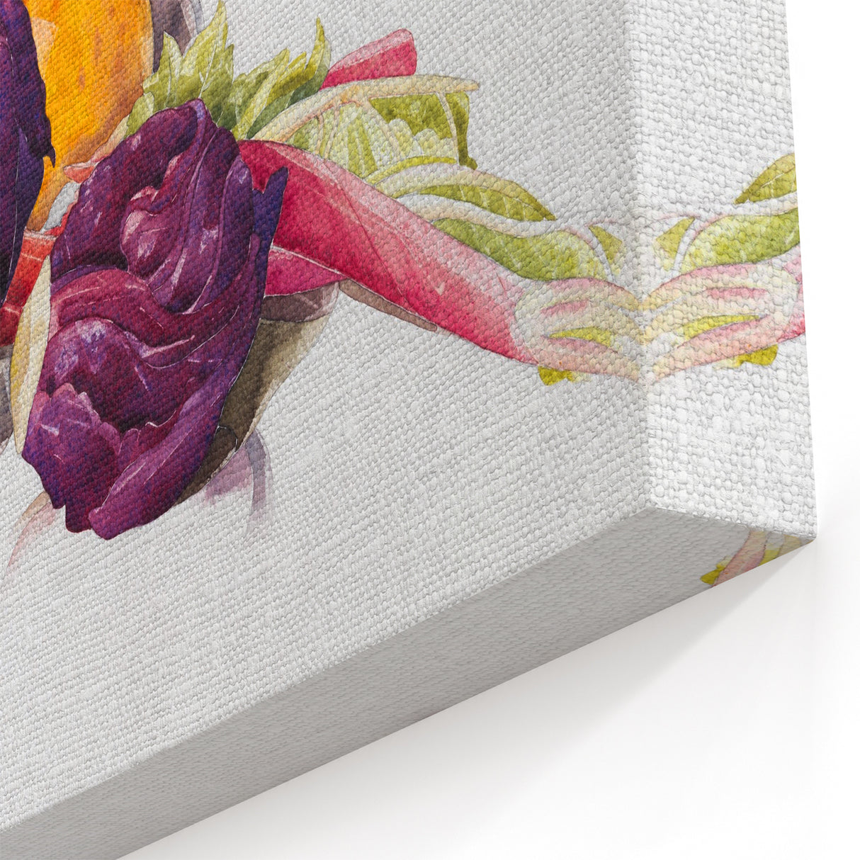 Modern Wall Art: Still Life with Red Cabbages, Rhubarb, and Orange