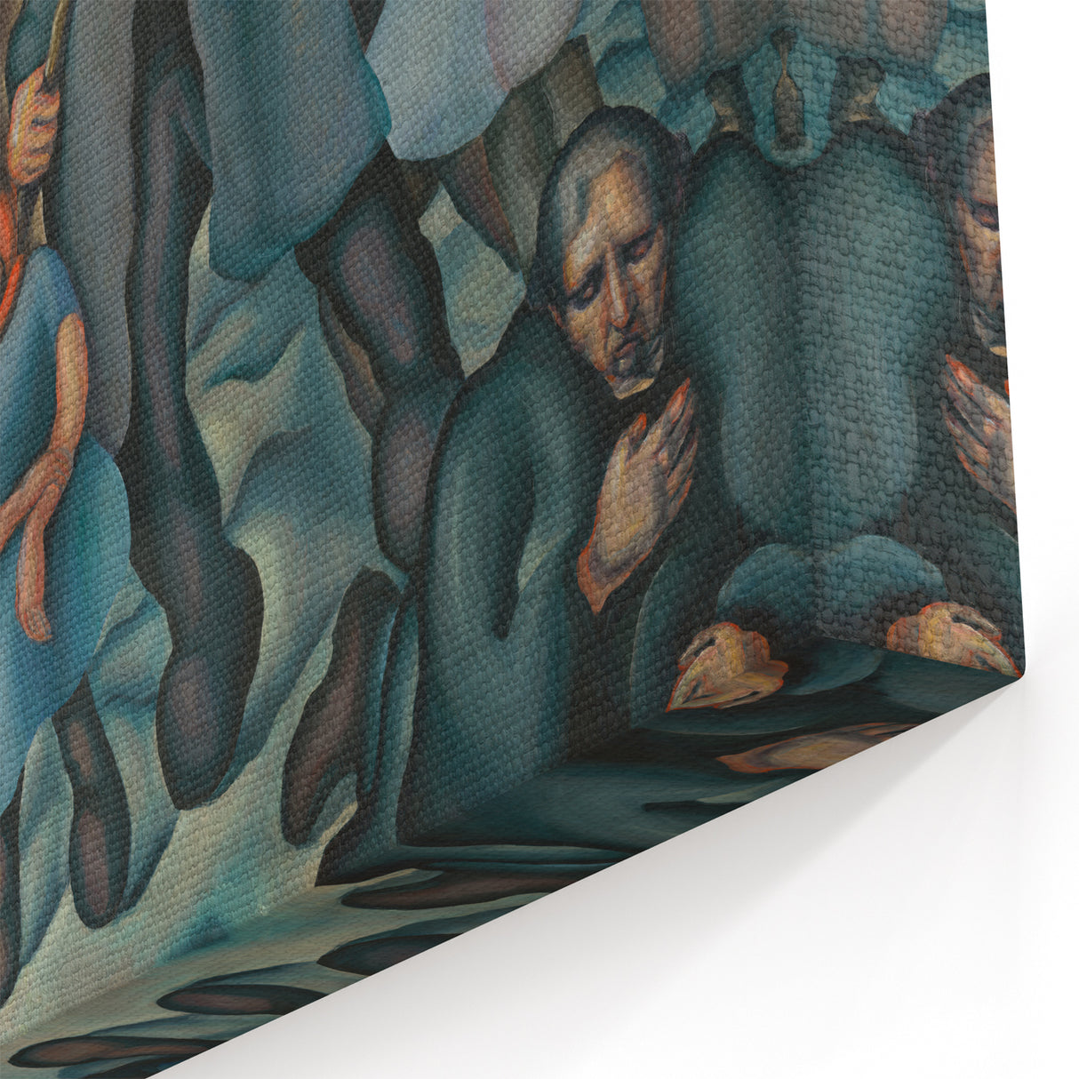 Modern Wall Art: Emotional Depiction of Refugees in Somber Tones