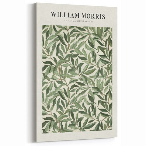 William Morris Botanical Art – Elegant Green Leaf Pattern Canvas