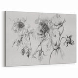 Elegant Black-and-White Floral Sketch – Timeless Botanical Canvas