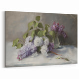 Elegant Floral Still Life Canvas – Lilac and White Blossoms