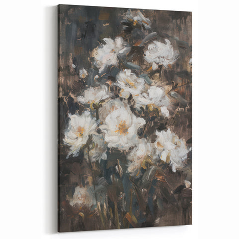 Modern Floral Abstract - Artistic White Roses on Canvas Wall Art