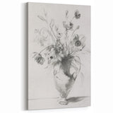 Contemporary Flower Sketch - Black and White Abstract Botanical Art
