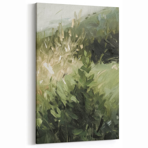 Abstract Greenery Art - Lush Botanical Scene on Canvas Wall Art