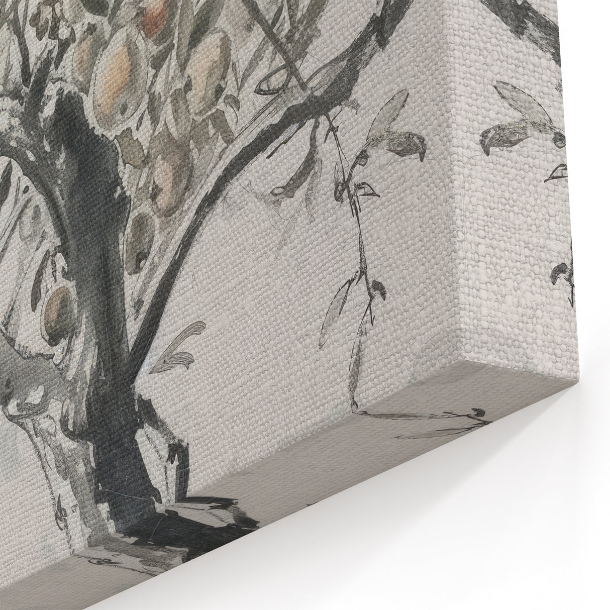 Minimalist Tree Art - Black and White Botanical Illustration on Canvas