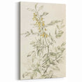 Botanical Line Art - Elegant Yellow Flowers and Leaves on Canvas