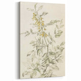 Botanical Line Art - Elegant Yellow Flowers and Leaves on Canvas