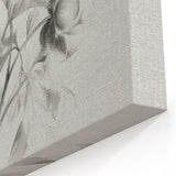 Delicate Floral Sketch - Black and White Botanical Line Art on Canvas