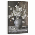Modern Floral Abstract - Elegant White Flowers on Canvas
