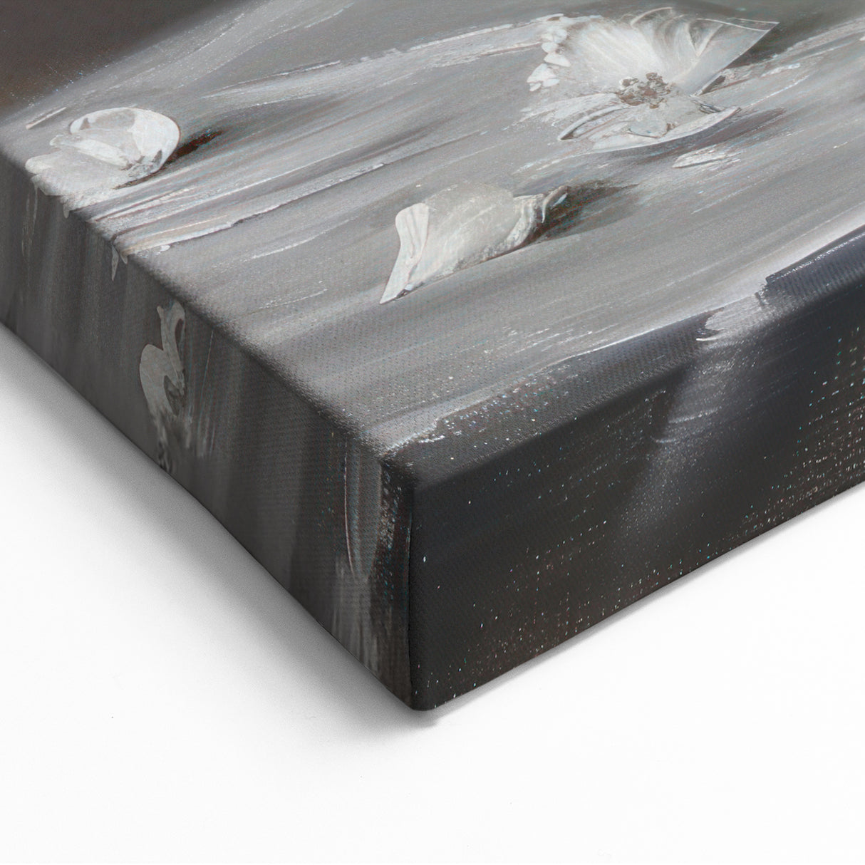 Modern Floral Abstract - Elegant White Flowers on Canvas