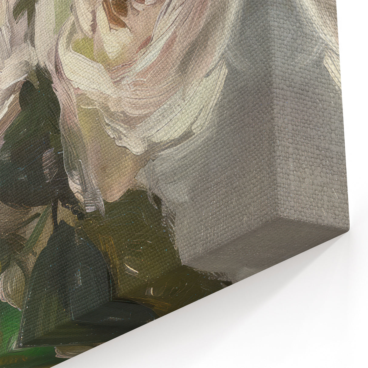 Abstract Floral Canvas - Romantic Pink Roses on Soft Gray Background