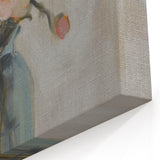 Abstract Floral Canvas - Vibrant Poppies in a Blue Glass Vase