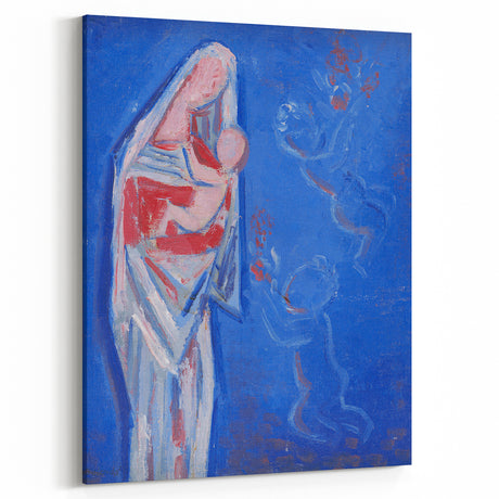 Modern Abstract Madonna - Blue Contemporary Wall Art for Home Decor