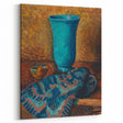 Abstract Still Life - Blue Vase and Textured Cloth Wall Art