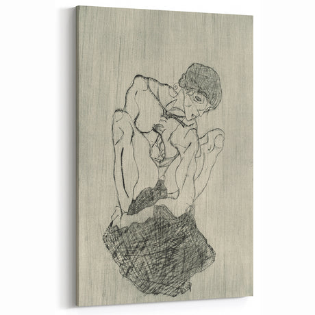 Modern Figurative Sketch - Egon Schiele's Abstract Line Art Print