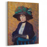 Modern Wall Art - Elegant Woman with Green Hat in Impressionist Style