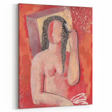 Modern Wall Art - Abstract Grooming Portrait in Warm Minimalist Style