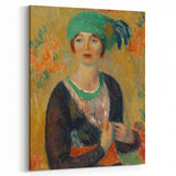 Modern Wall Art - Girl in Green Turban Portrait in Vibrant Impressionist Style