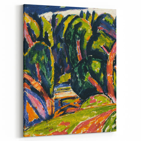 Modern Wall Art - Red Tree Abstract Landscape in Vibrant Expressionist Style