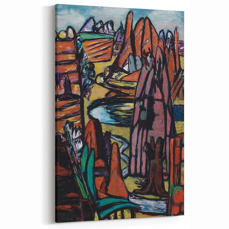 Modern Abstract Landscape Art - Bold Rocky Terrain Composition