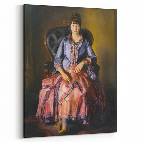 Modern Figurative Art - Elegant Woman in Purple and Pink Dress