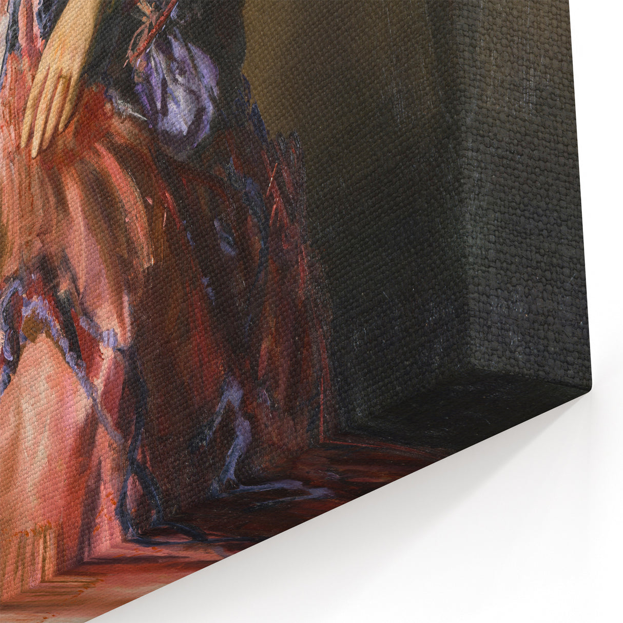 Modern Figurative Art - Elegant Woman in Purple and Pink Dress