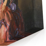 Modern Figurative Art - Elegant Woman in Purple and Pink Dress