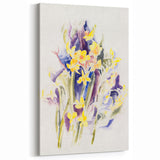 Modern Floral Wall Art - Watercolor Daffodils in Yellow & Purple