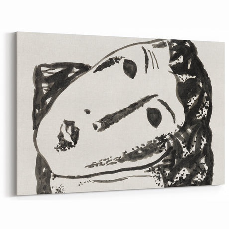 Abstract Expressionist Face Illustration – Monochrome Wall Art