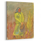 Expressionist Woman with Basket – Vibrant Figurative Wall Art