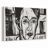 Expressionist Art - Wehrlin, Facing Front by Kirchner - Bold Woodcut Print