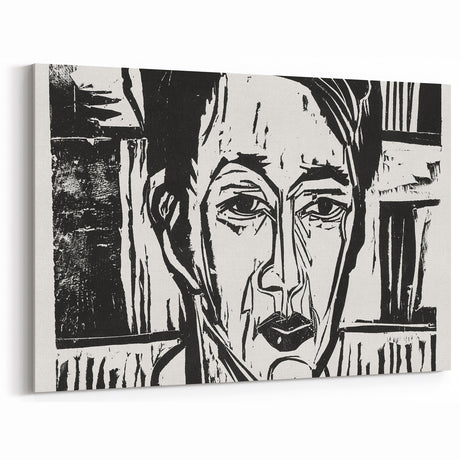 Expressionist Art - Wehrlin, Facing Front by Kirchner - Bold Woodcut Print